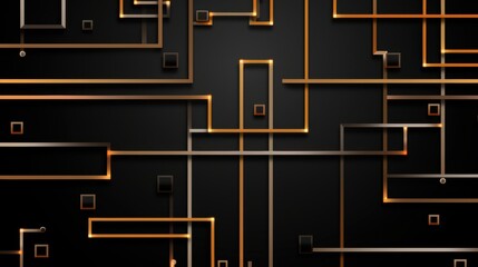 Dynamic Abstract Design with Golden Lines and Geometric Shapes, Tech and Gaming Aesthetic