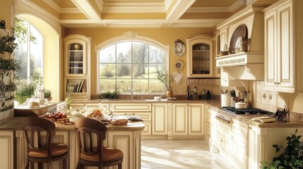 Bright and Cozy Country Kitchen Design