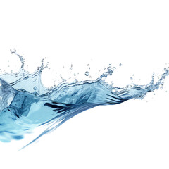Obraz premium Clean water splash and waves with little bubbles on white background.