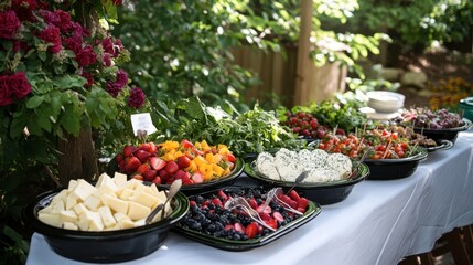 Vibrant Outdoor Buffet Table with Fresh Ingredients
