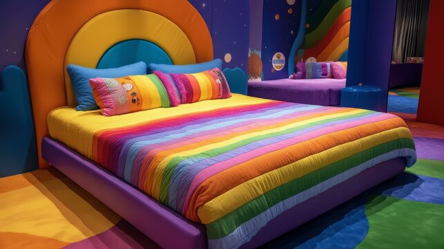 Colorful Rainbow Bedroom with Vibrant Decor