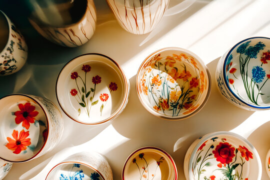 Objets d&eacute;coratifs en c&eacute;ramique, fait main