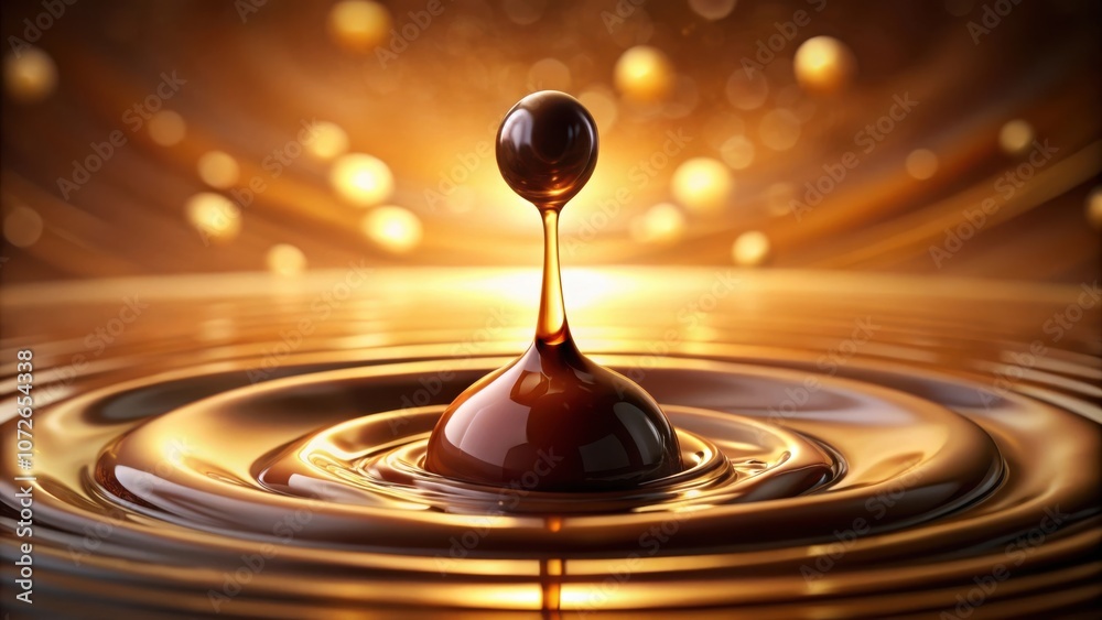 Aufkleber A single drop of liquid chocolate creates a beautiful circular ripple effect in a pool of melted chocolate, capturing the essence of indulgence and decadence.