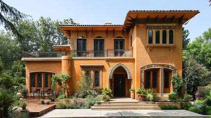 Obraz premium A multicultural community house featuring architectural elements inspired by different cultures.