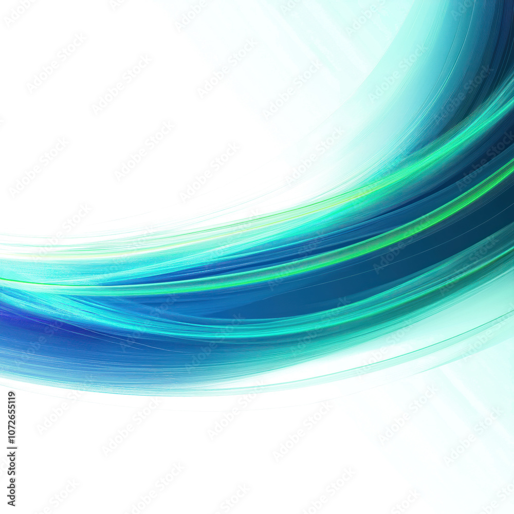 Aufkleber Abstract wave design with curved glowing lines. Blue, green dynamic shape. Modern concept background, futuristic wallpaper art. Graphic art, illustration. Abstract pattern, neon glow, tech energy. Png
