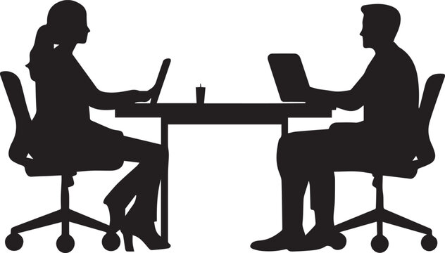 Silhouette of a doctor brainstorming ideas with a team, innovative collaboration vector silhouette