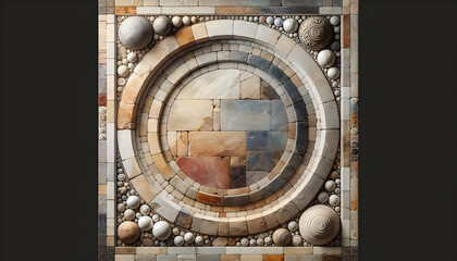 Obraz premium Distressed Stone Wall Flat Lay with Natural Color Variations