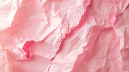 Fototapeta premium Close-up of wrinkled pink paper texture, ideal for scrapbooking and crafting. Top view