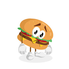 Burger Logo mascot sad pose