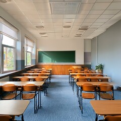 Fototapeta premium Empty Classroom Ready for Learning 