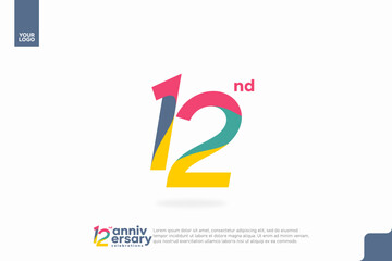 Number 12 logo icon design, 12nd birthday logo number, anniversary 12