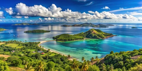 Fototapeta premium Scenic view from Mont Passot overlooking Nosy Be Island in Madagascar, Madagascar, Mont Passot, Nosy Be, island