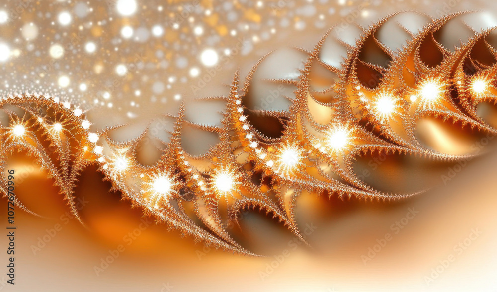 Aufkleber Exploring the Enchanting Patterns of a Warm Golden Fractal Landscape at Dawn