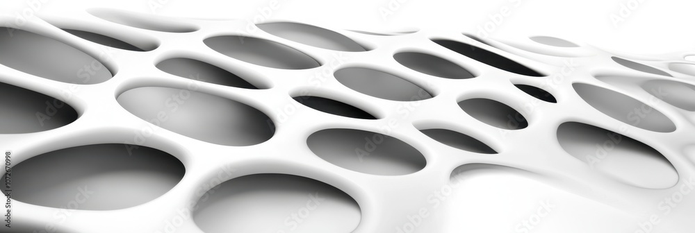 Poster intricate white fractal structure resembling organic forms under soft lighting