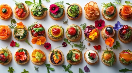 Gourmet Canapes with Edible Flowers