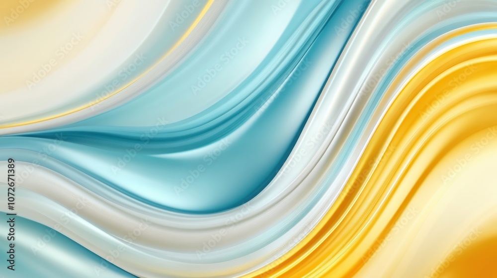 Poster elegant swirls of cerulean and saffron yellow blend into a captivating abstract texture