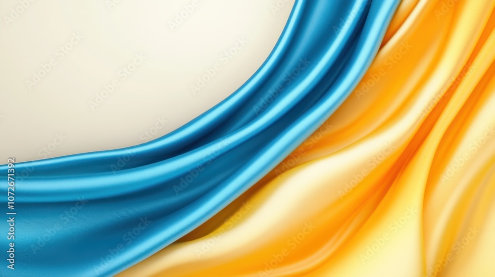 Poster fluid harmony of cerulean and saffron yellow creates a vibrant abstract background texture