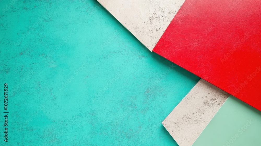 Poster vibrant cherry red and teal green abstract textures create an artistic background for creativity