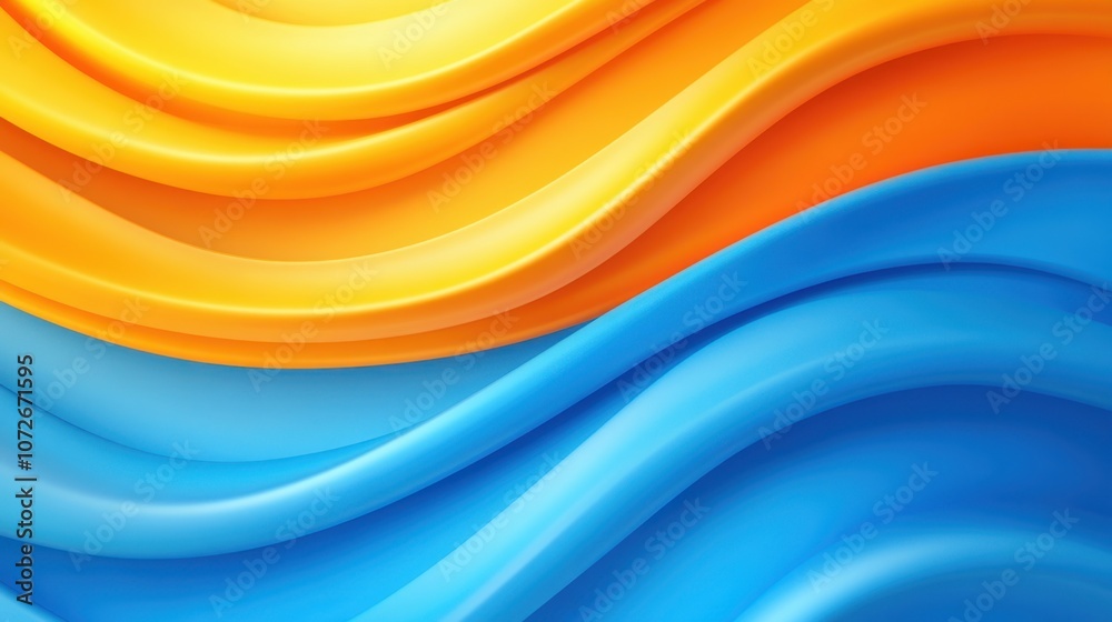 Poster Dynamic Swirls of Cobalt Blue and Tangerine Orange Create a Vibrant Abstract Background Texture