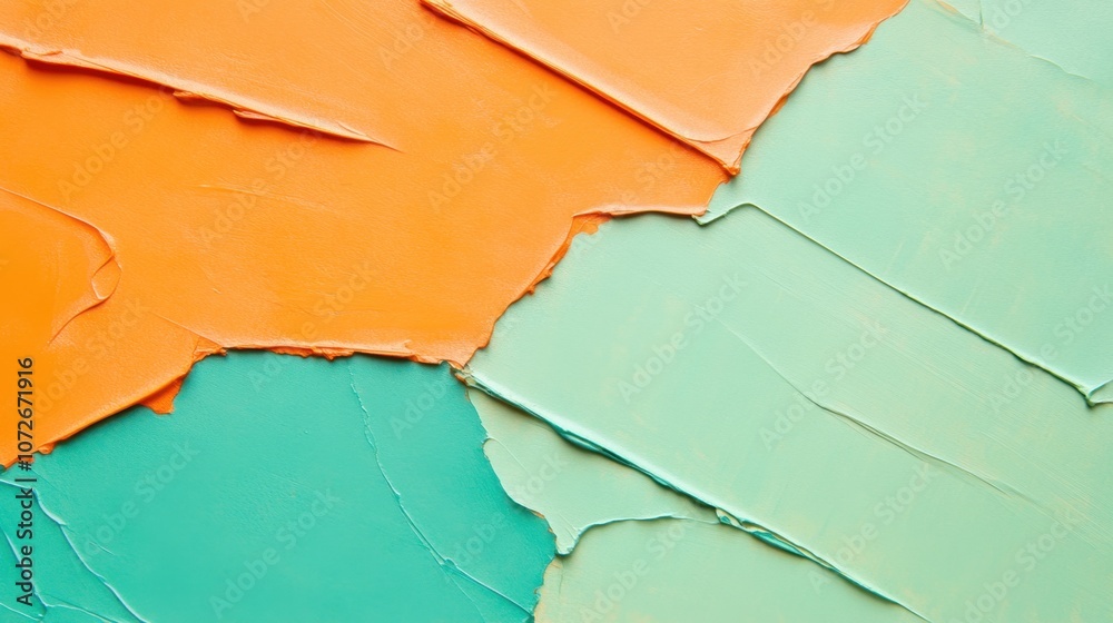 Poster Artistic Expression in Emerald and Burnt Orange: a Vibrant Abstract Texture of Color and Emotion