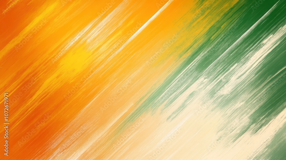 Poster vibrant abstract interplay of emerald and burnt orange, evoking warmth and depth through texture