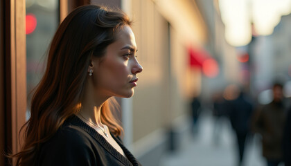 Woman in Profile, City Street