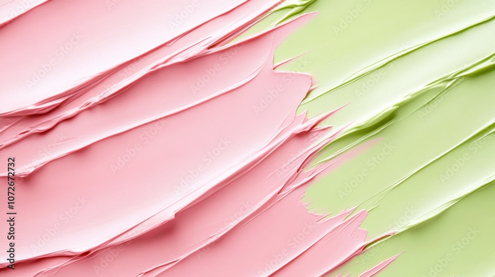 Aufkleber A Playful Blend of Raspberry Pink and Lime Green Creates a Vibrant Abstract Texture on Canvas