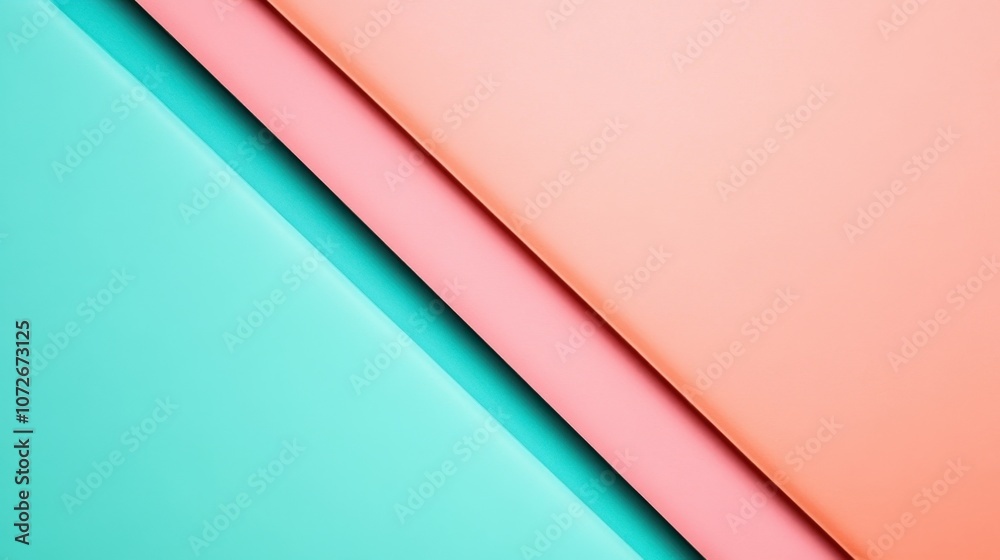 Poster A Dynamic Interplay of Teal and Coral Pink Shapes Creating a Vibrant Abstract Texture in Art