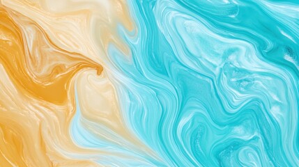 Obraz premium Turquoise Blue and Warm Beige Abstract Texture Flowing Harmoniously in a Captivating Blend of Colors