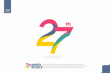 Number 27 logo icon design, 27th birthday logo number, anniversary 27