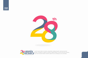 Number 28 logo icon design, 28th birthday logo number, anniversary 28