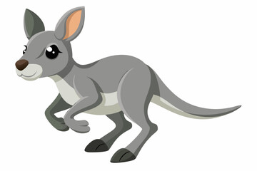  Baby kangaroo isolated on white background vector art illustration 