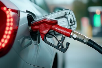 A car is being filled with gas at a gas station