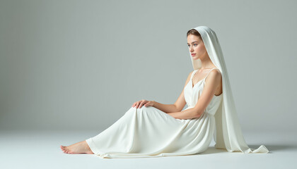 Fototapeta premium Elegant Woman in White Dress