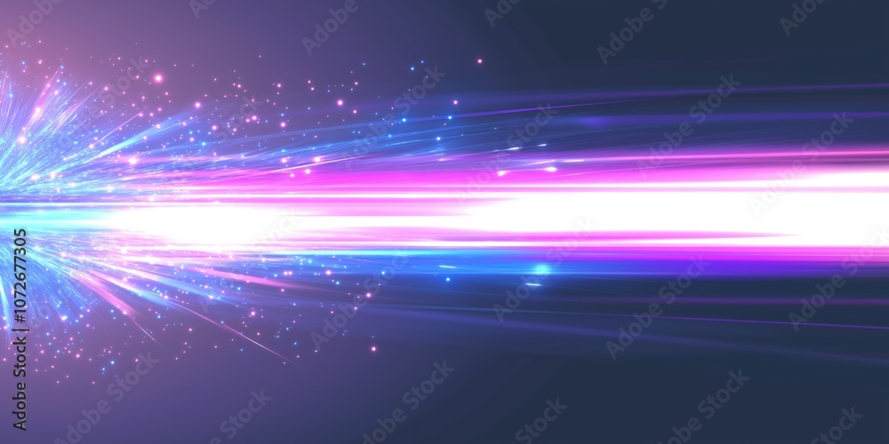Poster abstract background with colorful trails, glowing particles. futuristic design with blue, purple, pi