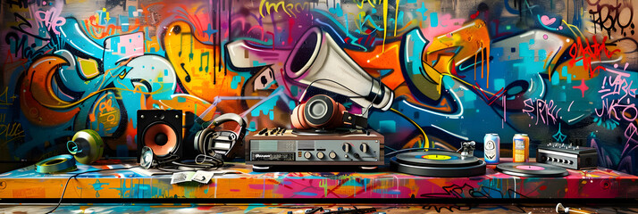 Naklejka premium Urban Vibrations: A Snapshot of Street Music Culture and Artistry