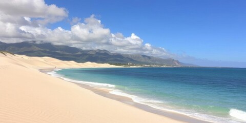 Obraz premium Sandy dunes and turquoise ocean at Joaquina Beach in Florian?polis, Santa Catarina, Brazil, scenic, Brazil