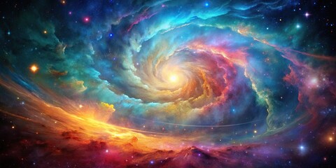 Vibrant celestial nebula with swirling colors and stars , cosmic, masterpiece, celestial, nebula, vibrant, colors, swirling