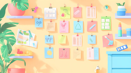 A sticky note board dedicated to fitness goals, motivational and colorful.A sticky note board dedicated to fitness goals, motivational and colorful.