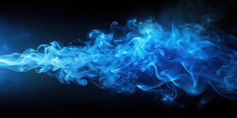 Obraz premium Blue smoke ray of light shining through a dark background, blue, smoke, ray, light, shine, dark, background, abstract