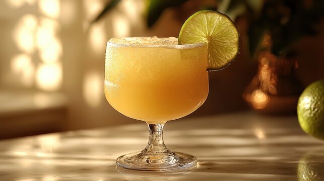 A refreshing summer cocktail with lime garnish.