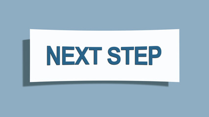 Next Step. A card isolated on blue background.