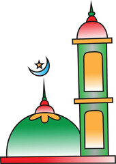 Mawlid Al-Nabi greeting card with Green dome and minaret of the Prophet's Mosque