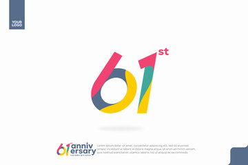 Number 61 logo icon design, 61st birthday logo number, anniversary 61