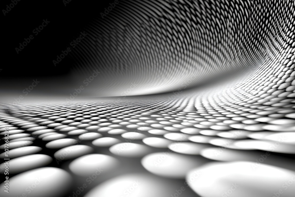 Poster exploration of endless fractals in a mesmerizing black and white landscape of shapes
