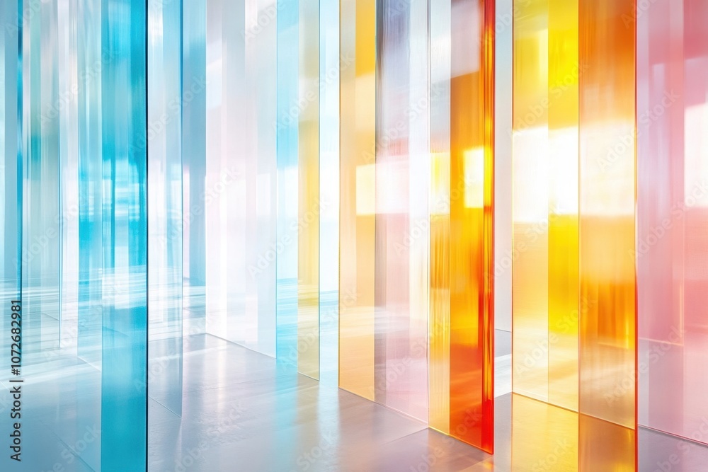 Poster colorful interplay of light through translucent acrylic in a dynamic geometric design