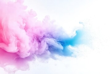 Fototapeta premium Ink Gracefully Disperses in Water, Creating Soft Pastel Clouds on a White Canvas