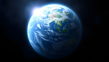 Fototapeta premium Earth isolated with white highlights, png