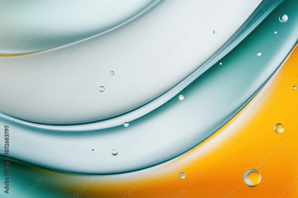 Poster captivating swirl of iridescent oil and water droplets creating organic patterns on a dark backdrop
