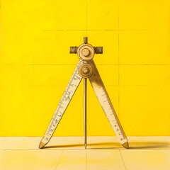 Drafting Compass with Sunflower Yellow Background for Precise Geometry and Creative Design